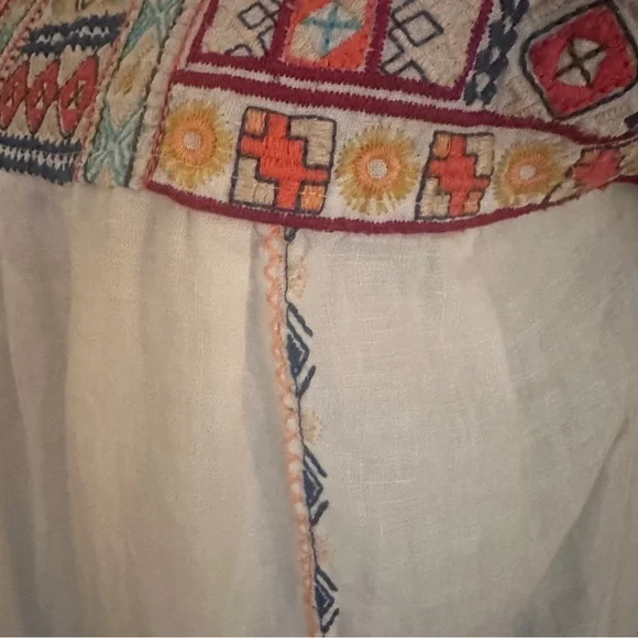 Johnny Was Arwen White Linen Boho Dress or Tunic - Picture 3 of 6